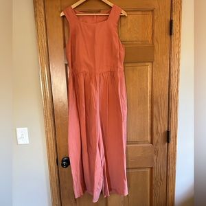 ASOS Coral Pink Cropped Square Neckline Open Back Sleeveless Jumpsuit 8 10 M L 🪸